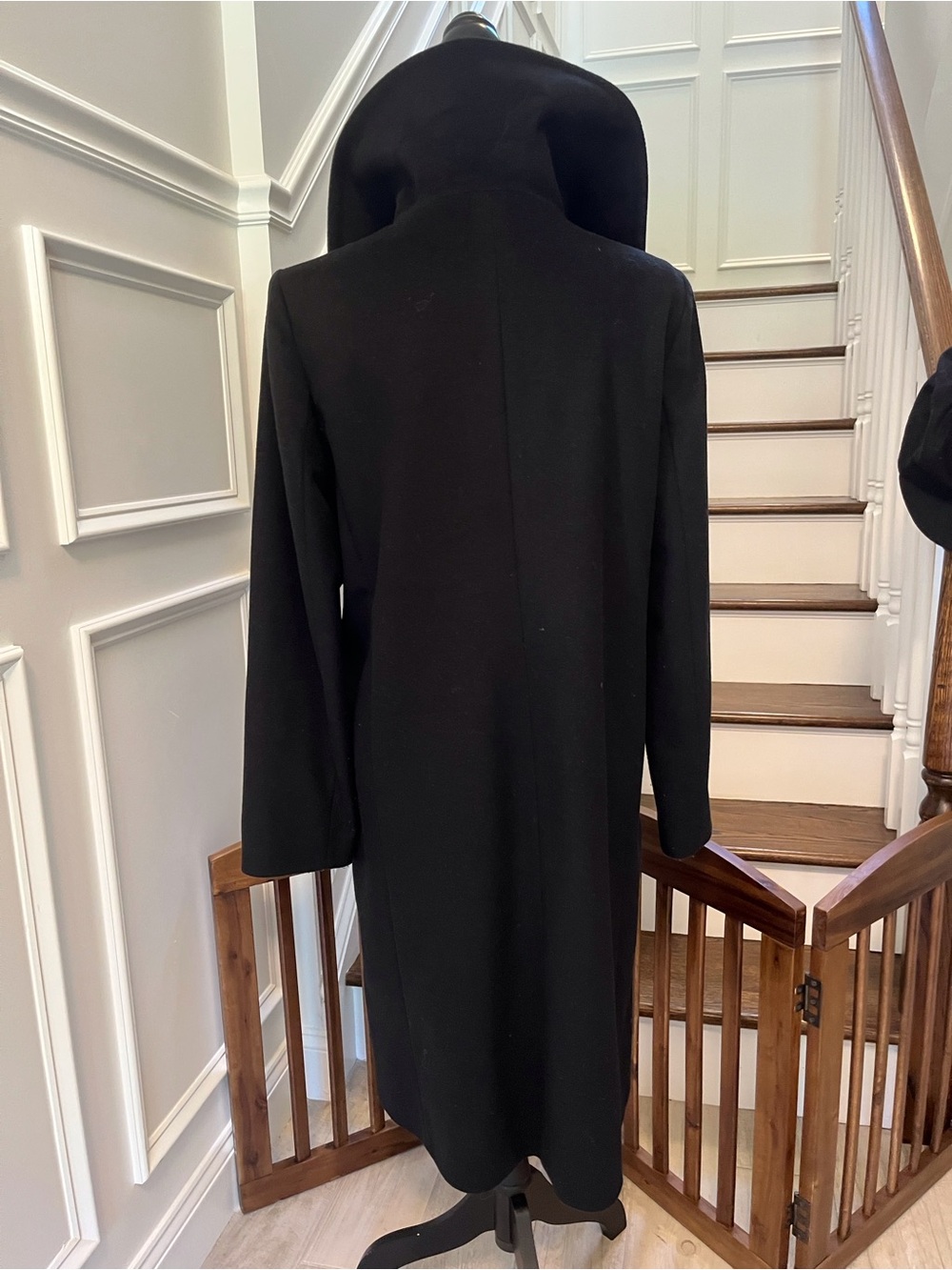 Tombolini Black Hooded Long Trench Coat - Picture 2 of 6